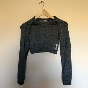 ADAPT MARL SEAMLESS LONG SLEEVE CROP TOP